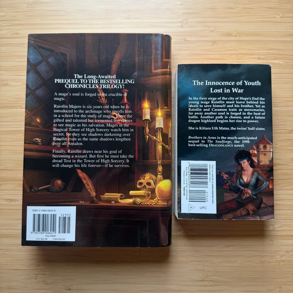 LOT Dragonlance Raistlin Chronicles The Soulforge Brothers in Arms Weis HC + PB Foto 2 de 4