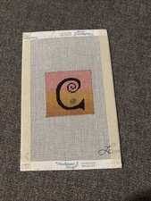 Letter C Hand Painted Needlepoint Canvas Whimsical Alphabet Monogram Sparkle 18