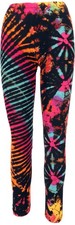 Unikat Batik Damen Leggings, Stretch Hose für Frauen, Yogahose - schwarz/bunt