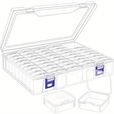 Bead Organizer Box, 46Pcs Small Parts Storage Case 45 Compartments, Clear Pla...
