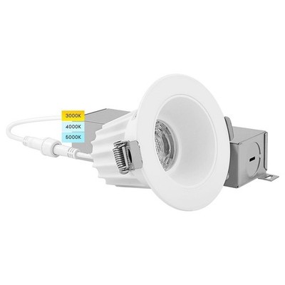 Luxrite 2'' LED Recessed Light J-Box 3CCT Selectable 8W 600 Lumens ETL