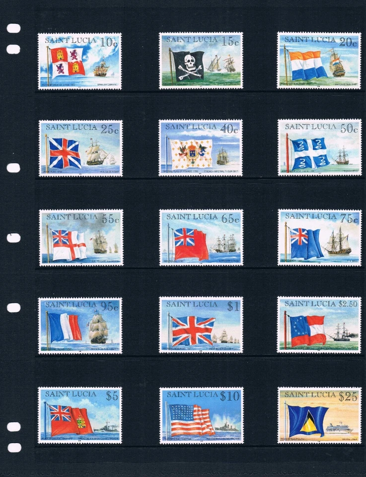 $41,60 Scott значение - 1996 ST LUCIA флаги корабли окончательный дефицитный CV MNH NH UMM - Изображение 2 из 4