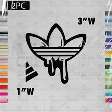 1" and 3" ADIDAS LOGO SET IRON ON HTV  2pcs pick your color  sports diy decal