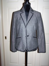 Norton McNaughton Blazer 6 Poly/Acrylic/Wool Black Heather Trim Classic Business