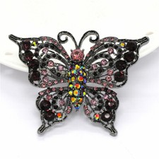 New Fashion Purple AB Rhinestone Butterfly Crystal Charm Women Brooch Pin Gift