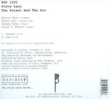 STEVE LACY QUARTET - THE FOREST AND THE ZOO [DIGIPAK] NEW CD