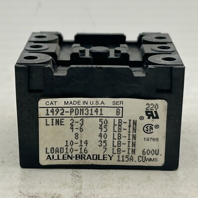 Allen Bradley 1492-PDM3141 115A 3-Pole Power Distribution Block