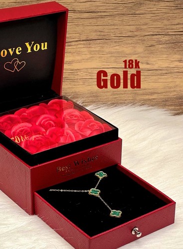 18K "echte" massive "Gelb" Gold "Blume" Charms "Link" Kette Halskette, Schmuck.