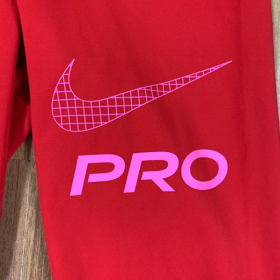 Nike Pro Leggings Womens Extra Small Red Pink Mesh Gym Workout Running - Image 4 of 4