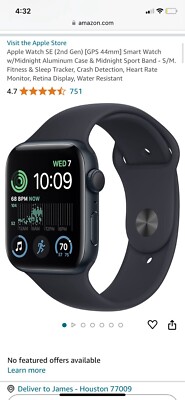 Apple Watch SE (2nd Generation) 44mm Aluminum Case with Sport Loop -...