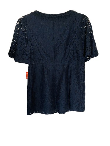 NWT Elle Women's Layered Flutter Sleeve Blouse Shirt Black XS With Zippers - Picture 4 of 9