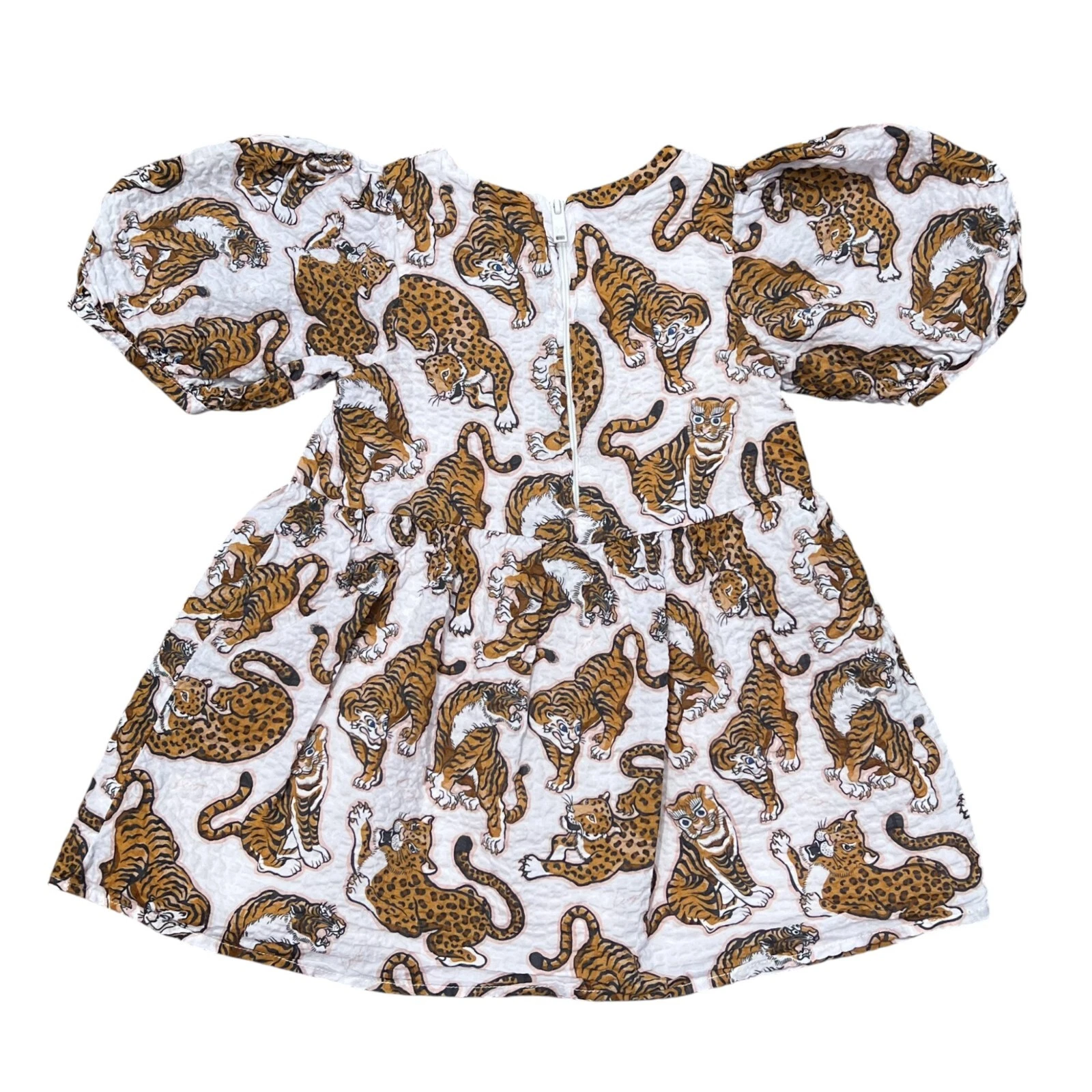 Vestito KENZO KIDS bambina avorio marrone rosa pop tigre taglia 18M