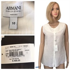 NWT Armani Colleczioni ivory/sleeveless top size 10