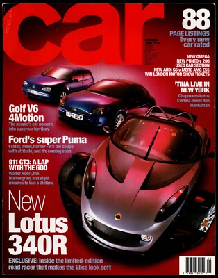 OCT 1999 CAR MAGAZINE, LOTUS 340R, FORD PUMA