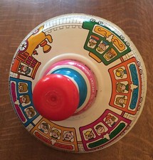 Vintage Large Metal Spinning Top Toy