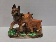 Vintage 1950's Boxer Mom and Pup Nippon Yoko Boeki Ceramic Dog Figurine Japan 5"