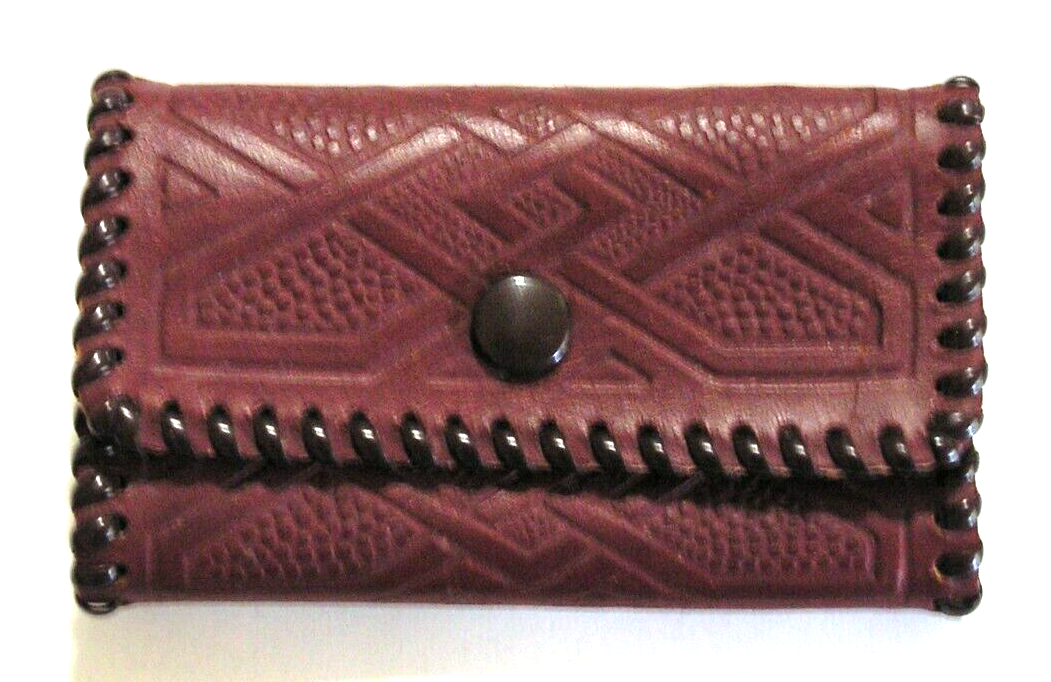 Vintage Leather Western Style Key Holder Tri Fold Key Wallet