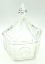 Tiara Colonial Star an Eagle Crystal Candy Dish with Lid 6"x 4: 