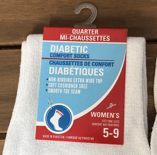 Diabetic Comfort Women's Quarter Socks " White " Size ( 5 - 9 ) Qty 2 BRAND NEW - Picture 3 of 4