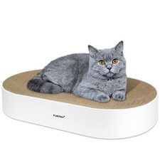 Cat Scratcher, 63x 35 x 10cm Oval Corrugated Cardboard Scratch Pad, Round Cat...
