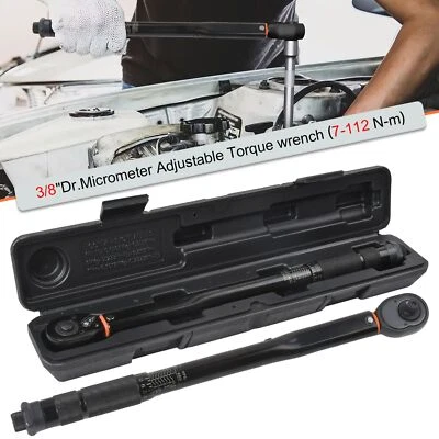 3/8" Dr. Micrometer Adjustable Calibrated Torque Wrench 7-112 Nm Torque Wrench