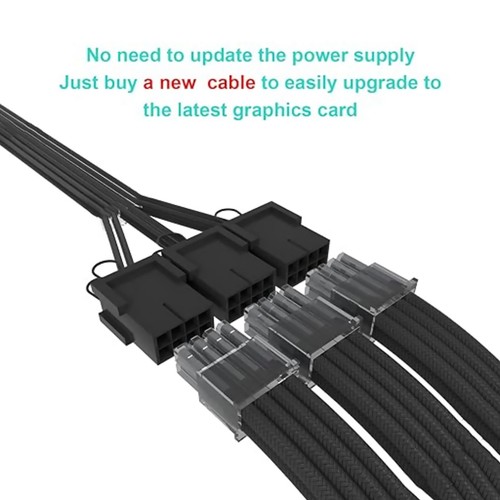 12VHPWR 12+4Pin PCIE 5.0 to 3x8Pin Power Adapter Cable For RTX 3090Ti/4080/4090 - Picture 6 of 13