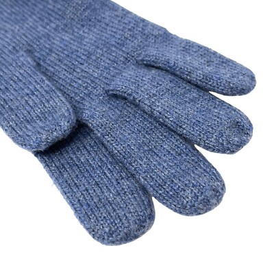 HERMES Vintage H Logo Gloves #S Knit Fashion Winter Accessory Blue