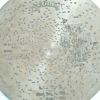 Antique Disc of Music Box Regina 11 inch Disc Musical Box Spieldose #208