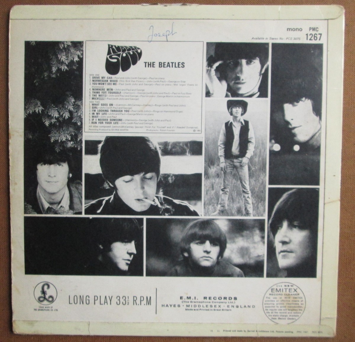 The Beatles: Rubber Soul Vinyl LP Album 1st 1965 UK Press PMC 1267
