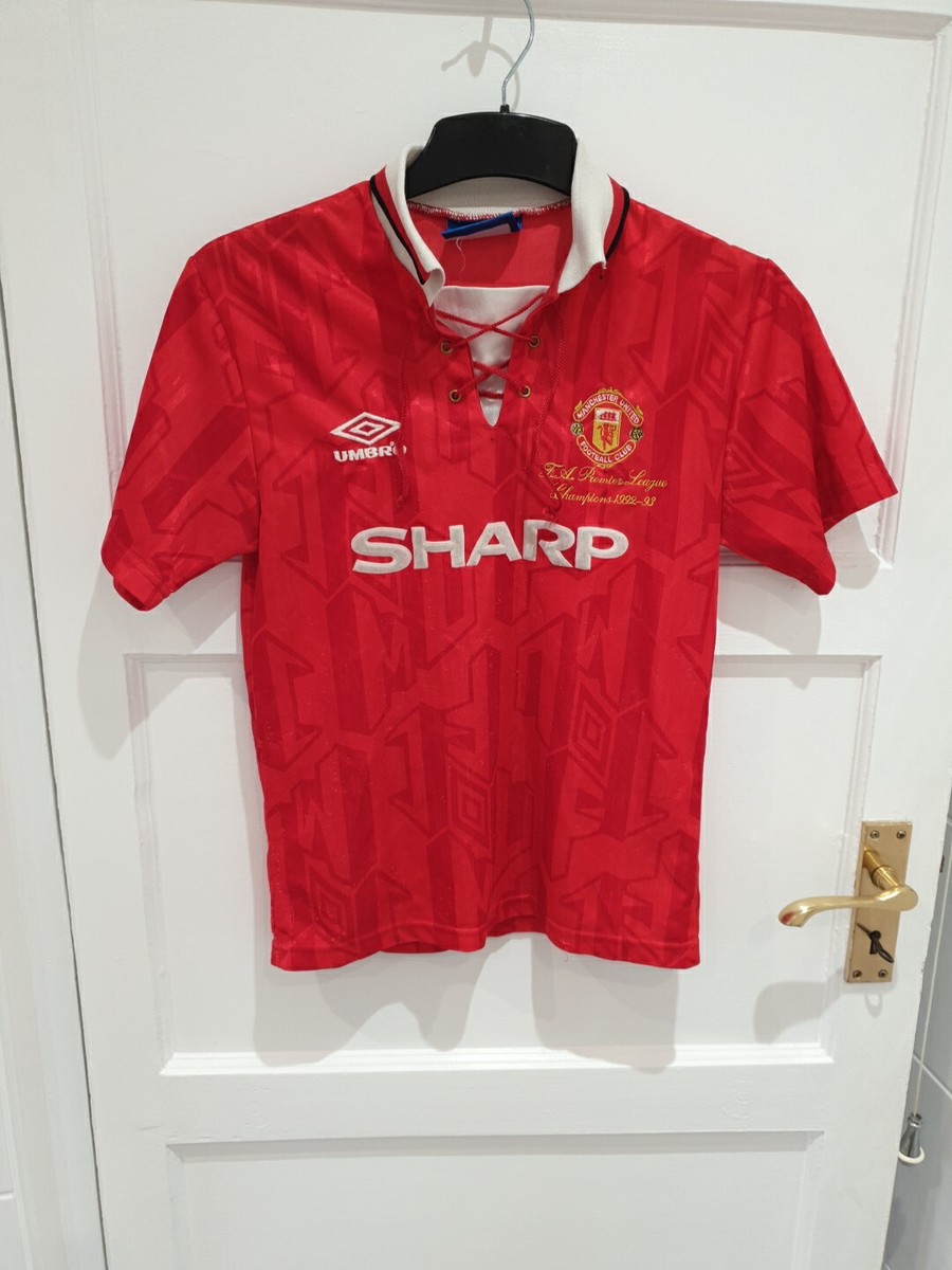 正規品 マンチェスターU 1992-93プレミアリーグ優勝記念刺繍入ホームシャツ RARE VINTAGE 1992/1993 UMBRO MANCHESTER UNITED WINNERS SHIRT