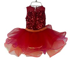 Weissman Ballet Dress Size XSC Tutu Red Sequin Pink Orange Style 14218 Dance