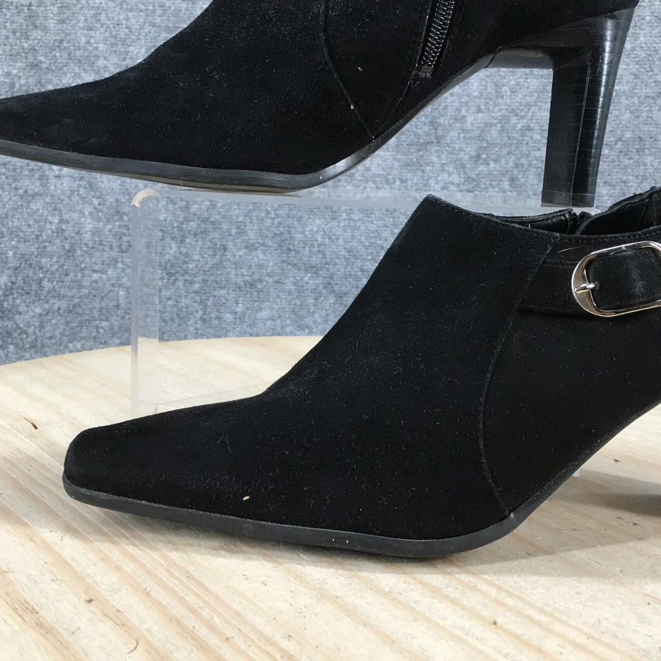 Botas Bandolino Mujer 9 M Graciosas Cremallera Lateral Tacón Botín Negro Gamuza Foto 3 de 4