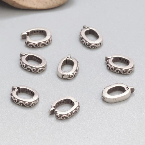 Sterling Silver Oval Clasping Link Spring Jump Ring Charm Pendant Holder