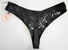 $115 AGENT PROVOCATEUR AUDREY Black FLORAL FRENCH LACE THONG STRING Panties 4/L
