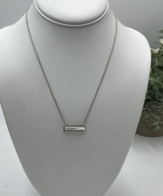 KENDRA SCOTT Leanor Rhodium White Mother of Pearl Bar Necklace