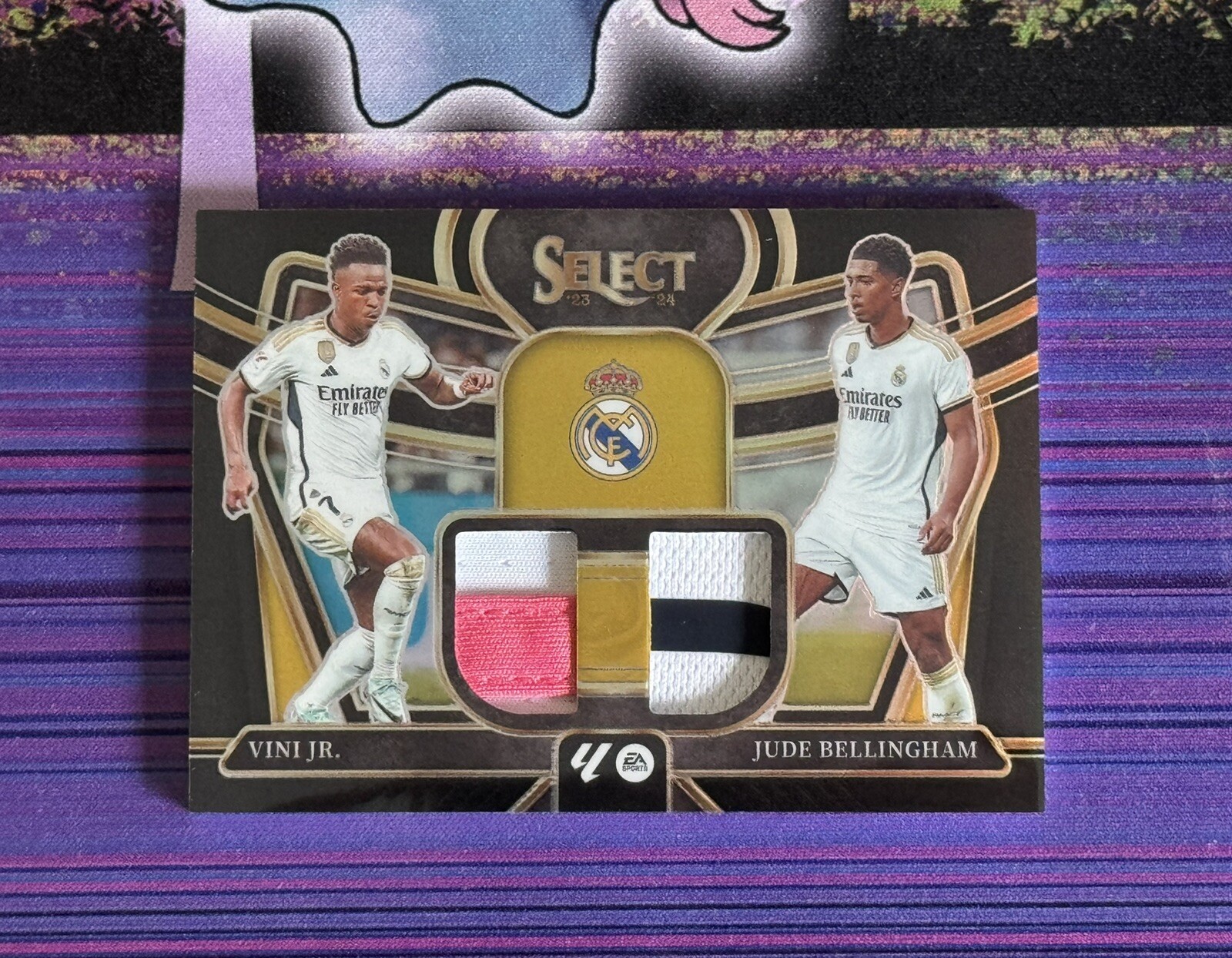 2023-24 Panini Select La Liga Vini Jr./Jude Bellingham Dual Swatch Black 1 of 1