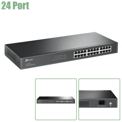 24-Port 10/100/1000Mbps Network LAN Ethernet Gigabit Rackmount Switch PC Laptop