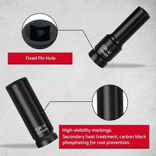 10-24MM 1/2" Impact Socket Metric Drive Deep Cr-V Workshop Heavy Garage Tool Set - Picture 2 of 10