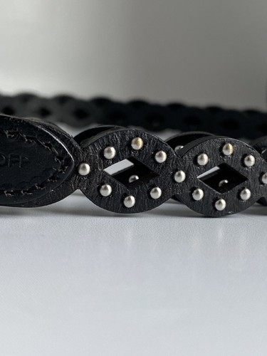 Rebecca Minkoff Skinny Black Studded Leather Belt Adjustable - Picture 5 of 11