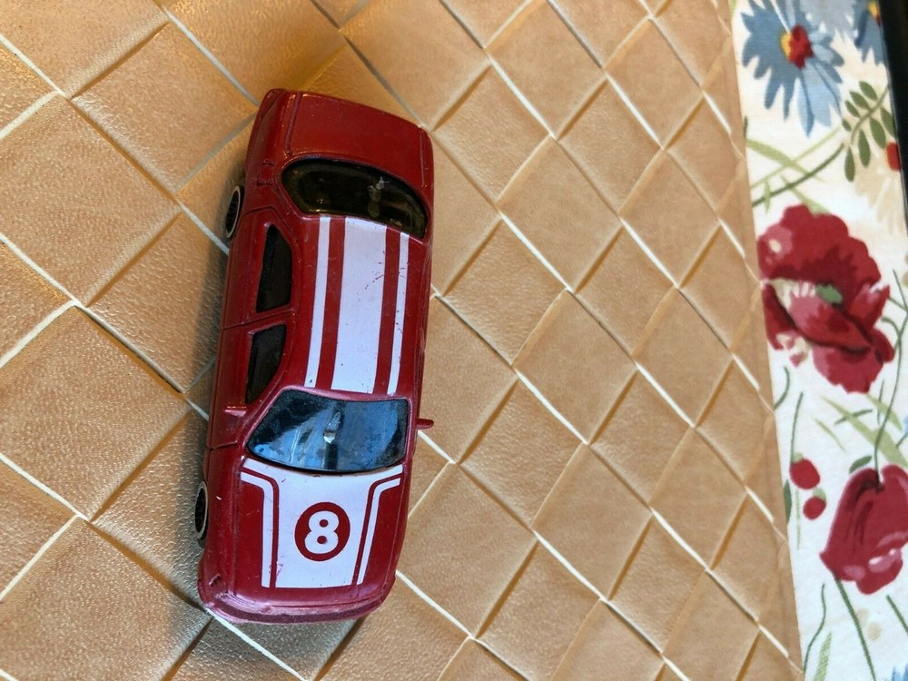 Vintage Miniature Die Cast Sedan Race Car Red #8