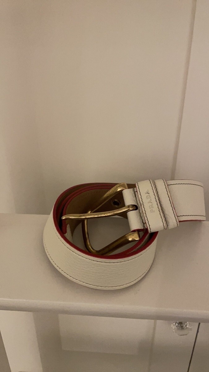 Prada Belt White Leather with Red edge White Leather Belt | PRADA main image 4