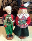 Vintage Lifelike Christmas Caroler Dolls, 13 in. Tall on wood platform Pre-owned — photo 2