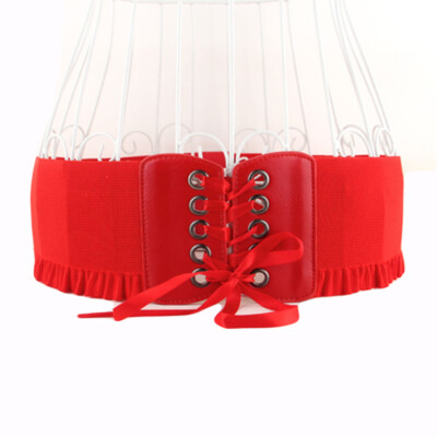 Women Solid Wide Stretch Belt Dress Corset Waistband Elastic Waist