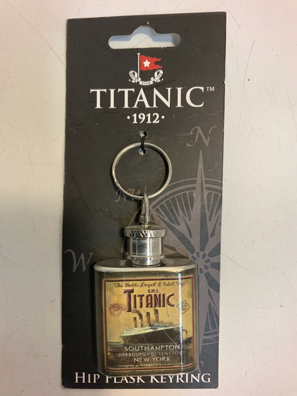 Titanic 1912 Metal Hip Flask Keyring RecycledFashionShop