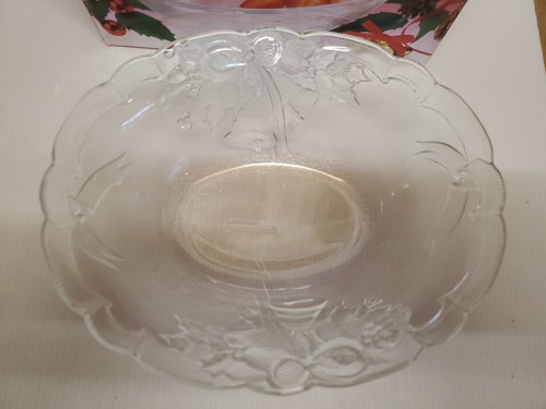 Mikasa Crystal Holiday Bells Oval Bowl 10" Original Box Pre-owned/New - Picture 5 of 12