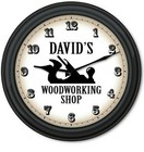 Woodworking PERSONALIZED Wall Clock Carpenter Wood Shop Tools GREAT GIFT Black