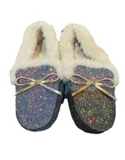 Cat Jack Girls Glitter Moccasin Slippers Size 4