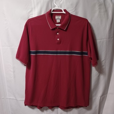 High Sierra Polo Shirt Mens XL Red Premier Polo Striped Pique Short Sleeve Cottn