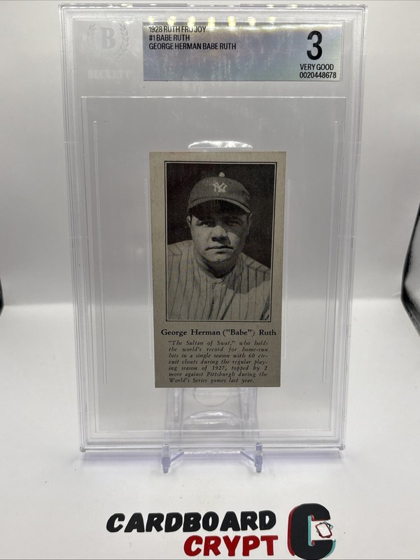 1928 Fro Joy #1 George Herman Babe Ruth BVG 3 (Very Good) Vintage Hall of Famer