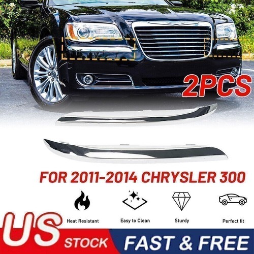 For 2011 2012 2013 2014 Chrysler 300 Front Bumper Molding Chrome Trim Set 2pcs - 第 3/12 張圖片
